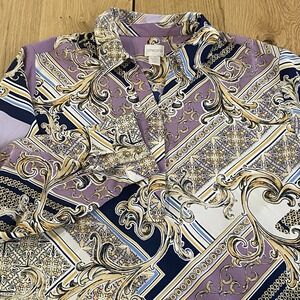 CHICO'S Printed Crisscross Hem Tunic in Purple & Yellow XL Size 3